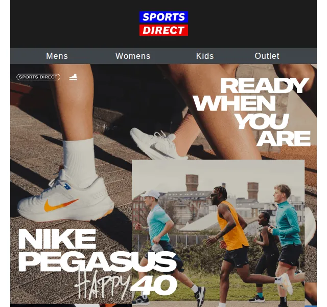 Sportsdirect.com: Nike Pegasus 40 od 69,99 GBP – červen 2026 | Nuslet.cz