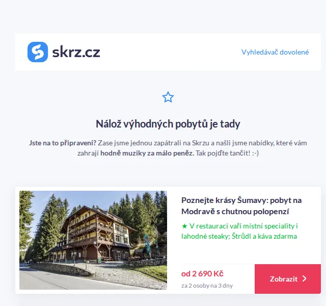 Vánoce na Skrz: Pobyty do 3 000 Kč pro 2 – wellness, minikino, degustace – červen 2026 | Nuslet.cz