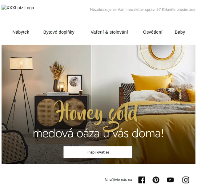 XXXLutz: Honey gold trendy dekorace – červen 2026 | Nuslet.cz