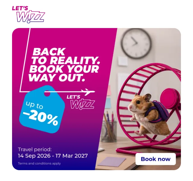 Wizz Air: až 20 % sleva na lety – září 2026