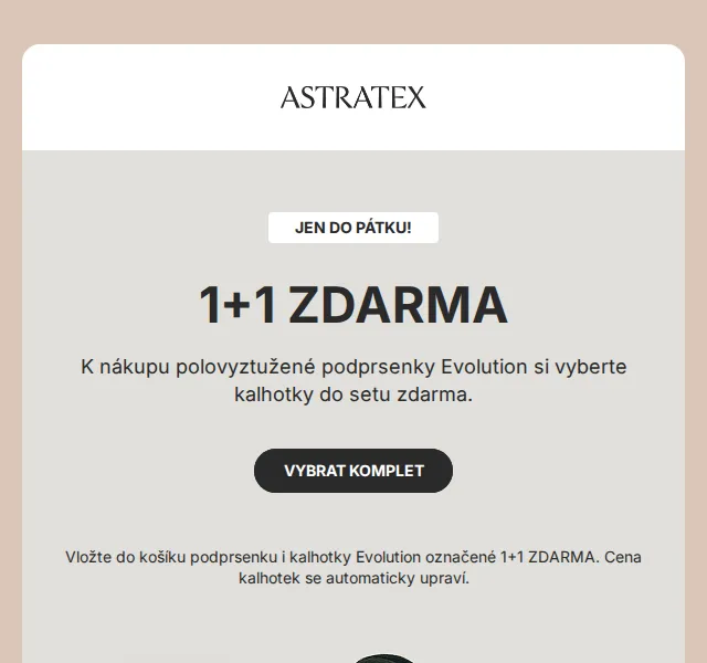 Astratex: K podprsence kalhotky zdarma – září 2026