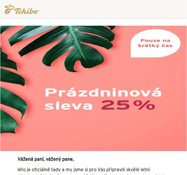 Tchibo: Letní sleva 25 % – duben 2026 | Nuslet.cz