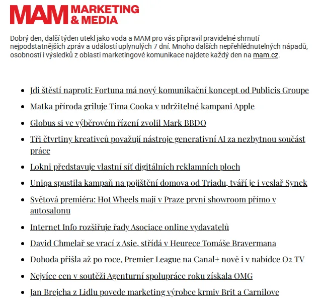 Marketing & Media: Týdenní přehled zpráv – červen 2026 | Nuslet.cz