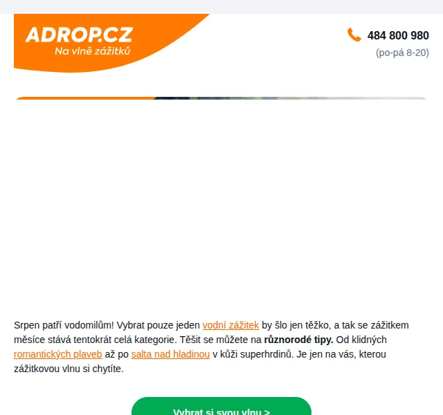 Adrop: Vodní zážitky od 1 200 Kč – srpen 2026 | Nuslet.cz