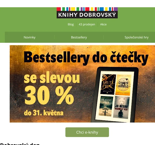 KnihyDobrovsky.cz: Albatros e-knihy -30 % – květen 2026