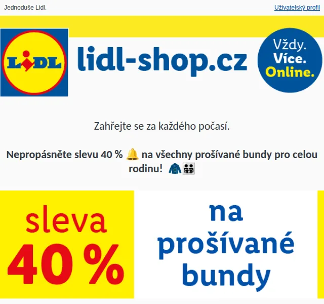 Lidl: sleva 40 % na prošívané bundy – červen 2026 | Nuslet.cz