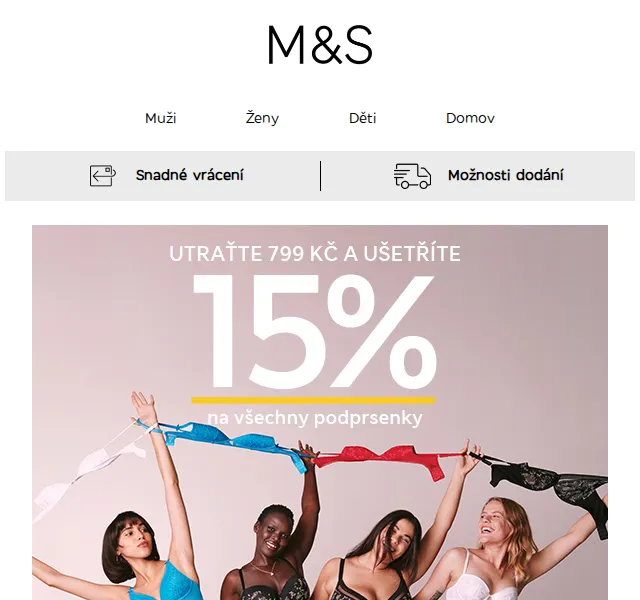 Marks and Spencer: Utraťte 799 Kč a ušetřete 15 % na podprsenky – červen 2026 | Nuslet.cz