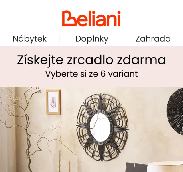 Beliani.cz: Zrcadlo zdarma k nákupu od 6 500 Kč – květen 2026