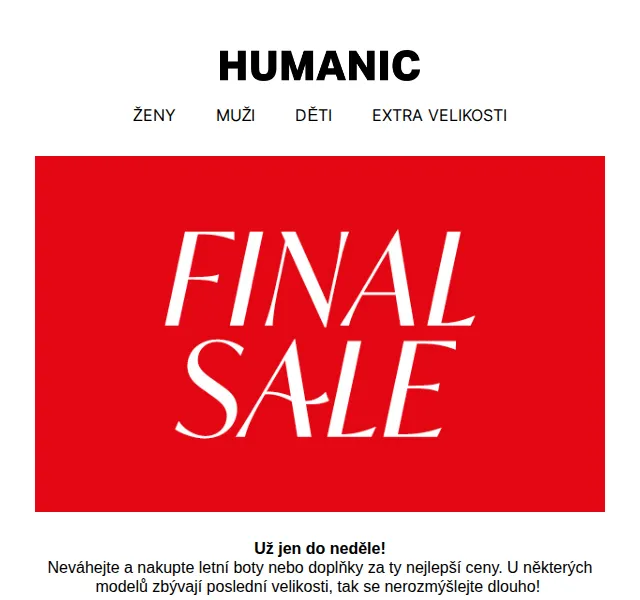 HUMANIC: Finální výprodej bot a obuvi – září 2026