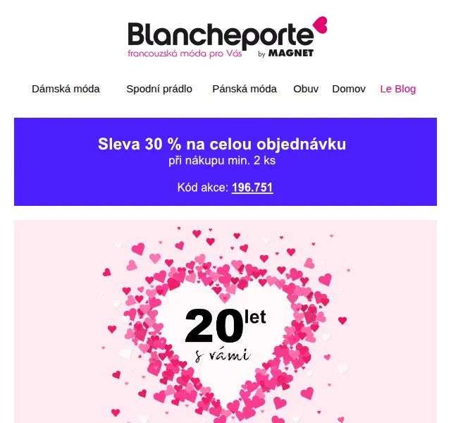 Blancheporte: 20. výročí se slevou až 50 % – červenec 2026 | Nuslet.cz