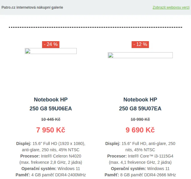 Patro.cz: Notebooky HP 250 G8 až -33 % – červen 2026 | Nuslet.cz