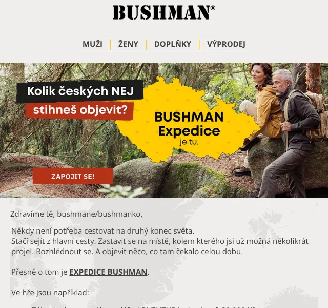 BUSHMAN: Expedice s cenami až 600 000 Kč – červenec 2026