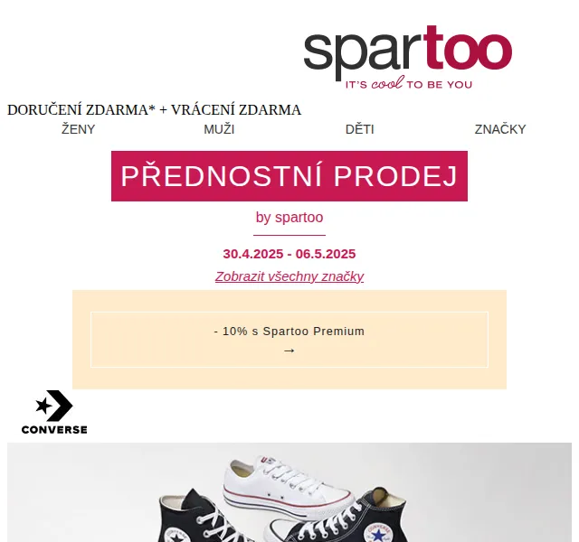 Spartoo: Slevy až -50 % na Converse, Guess a Art – červenec 2026 | Nuslet.cz
