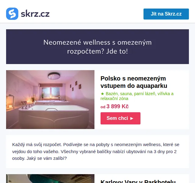 Skrz: Wellbeing s neomezeným wellness od 2 720 Kč – červen 2026 | Nuslet.cz
