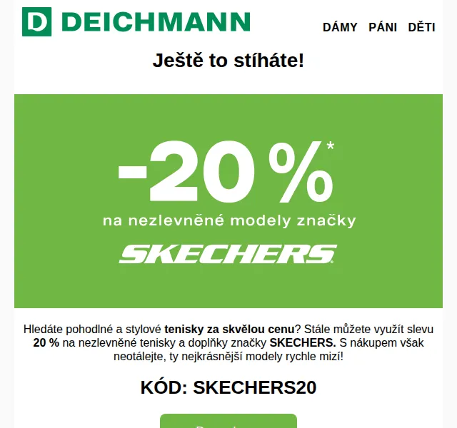 DEICHMANN: -20 % na SKECHERS – březen 2026 | Nuslet.cz