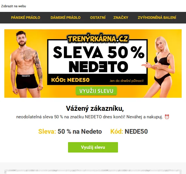 Lukáš z Trenýrkárna.cz: 50% sleva na Nedeto – červen 2026 | Nuslet.cz