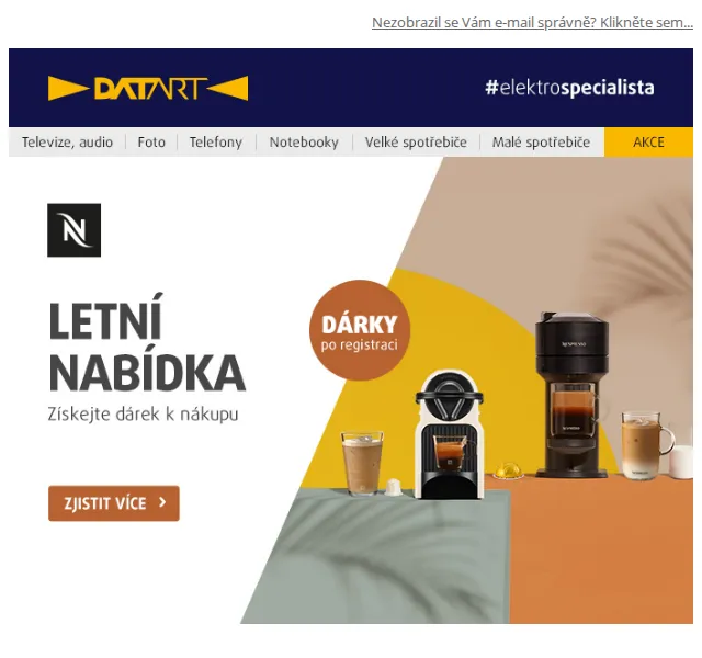DATART: Kávovary Nespresso – červen 2026 | Nuslet.cz