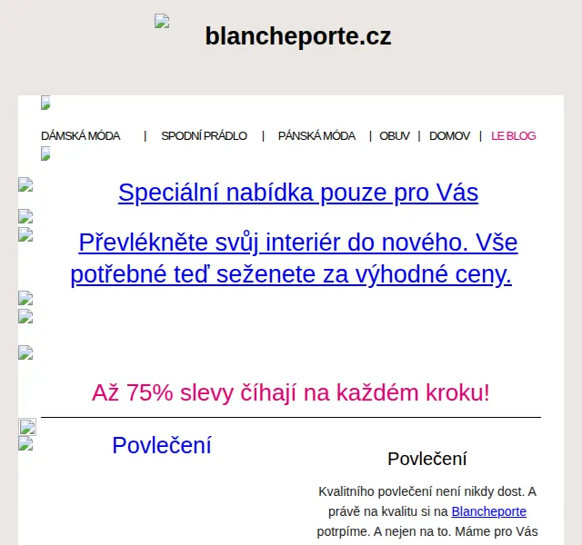 Blancheporte: až -75 % na francouzský textil – červen 2026 | Nuslet.cz