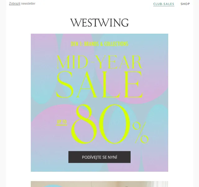 Westwing: MID-YEAR SALE slevy až -80 % na design – červen 2026 | Nuslet.cz