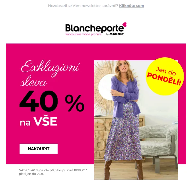 Blancheporte: 40% sleva na vše – červen 2026 | Nuslet.cz
