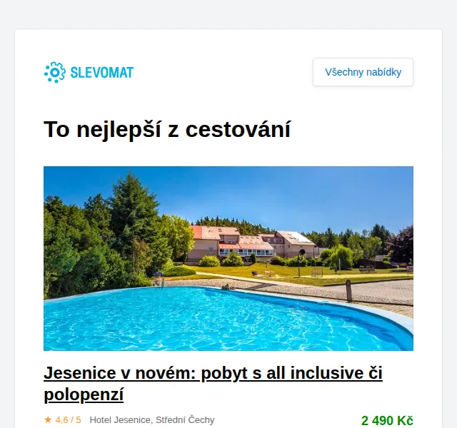 Slevomat: pobyt s all inclusive, Jesenice – červen 2026 | Nuslet.cz