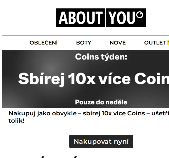 ABOUT YOU: 10x více Coins a slev – duben 2026 | Nuslet.cz