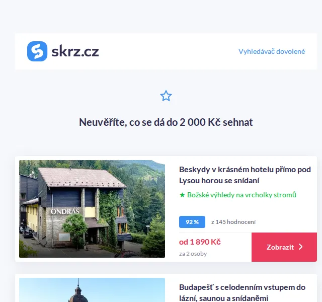 Vánoce na Skrz: Pobyty do 2 000 Kč – červen 2026 | Nuslet.cz