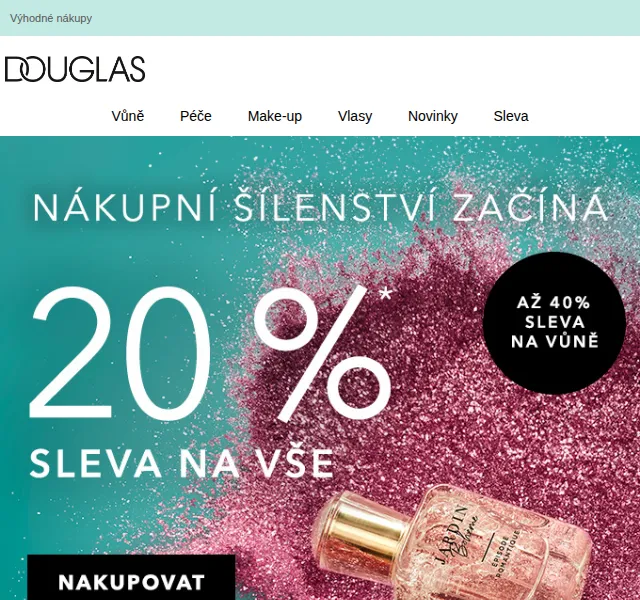 Douglas CZ: 20% sleva na vše a až 40% na vůně – červen 2026 | Nuslet.cz