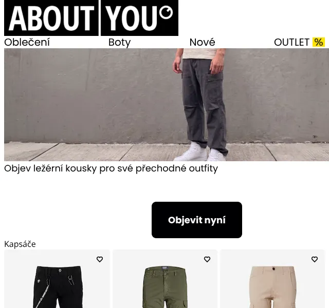 ABOUT YOU: Cargo kalhoty a trička – září 2026
