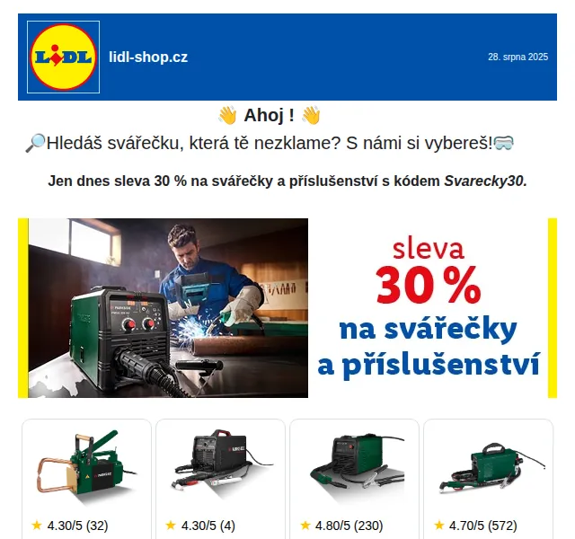 Lidl: Sleva 30 % na svářečky Parkside – srpen 2025 | Nuslet.cz