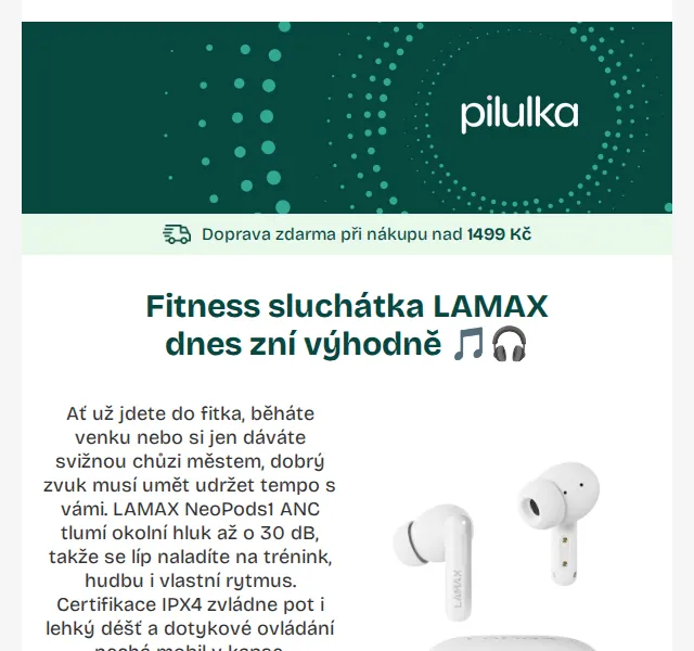 Pilulka.cz: LAMAX sluchátka -66 % + wellness – červen 2026