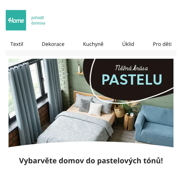 4home.cz: Pastelové textily až 86 % sleva – červen 2026