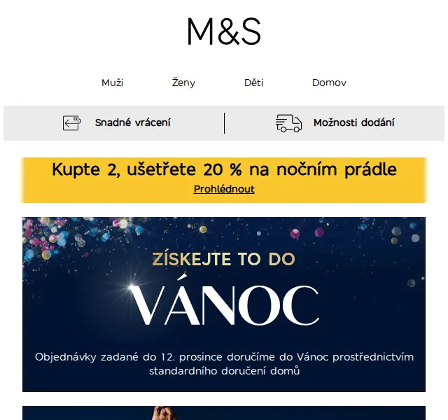 Marks and Spencer: Kupte 2, ušetřete 20 % na nočním prádle – prosinec 2026 | Nuslet.cz