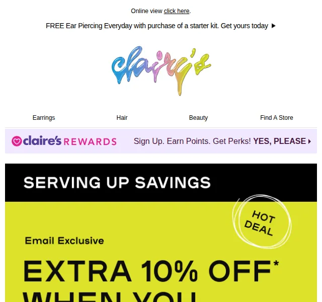 Claire's: Extra 10% Sleva na Clearance – Červen 2026 | Nuslet.cz