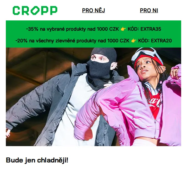 Cropp: Slevy až 35 % na zimní bundy a kabáty – duben 2026
