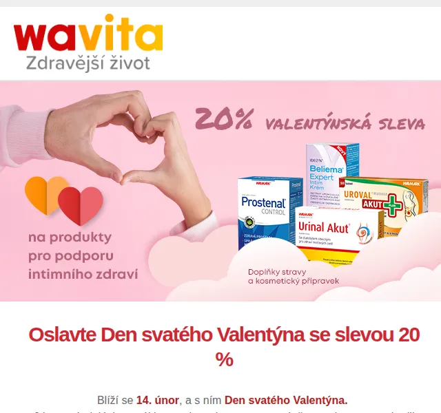 Wavita: Valentýnská sleva 20 % na Beliemu, Urinal – únor 2023 | Nuslet.cz