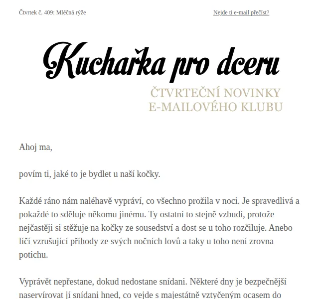 Florentýna - Kuchařka pro dceru: Recept na mléčnou rýži – červen 2026 | Nuslet.cz