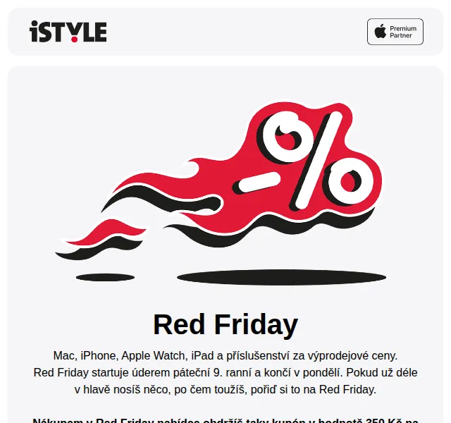 iSTYLE: Red Friday výprodej Mac, iPhone, Apple Watch – červenec 2026 | Nuslet.cz