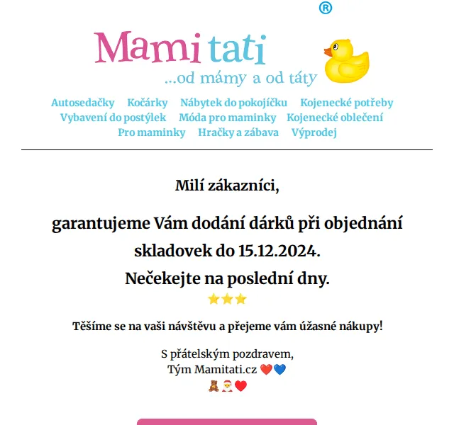 Mamitati.cz: Garance dodání do Vánoc – červen 2026 | Nuslet.cz