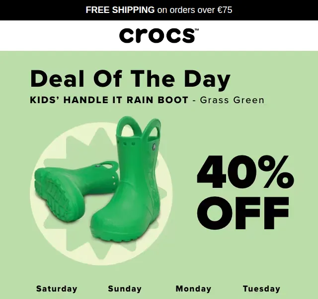 Crocs: Sleva až 40 % a dětské holínky Handle It – červen 2026 | Nuslet.cz