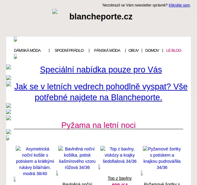 Blancheporte: Doprava zdarma a letní pyžama – červen 2026 | Nuslet.cz
