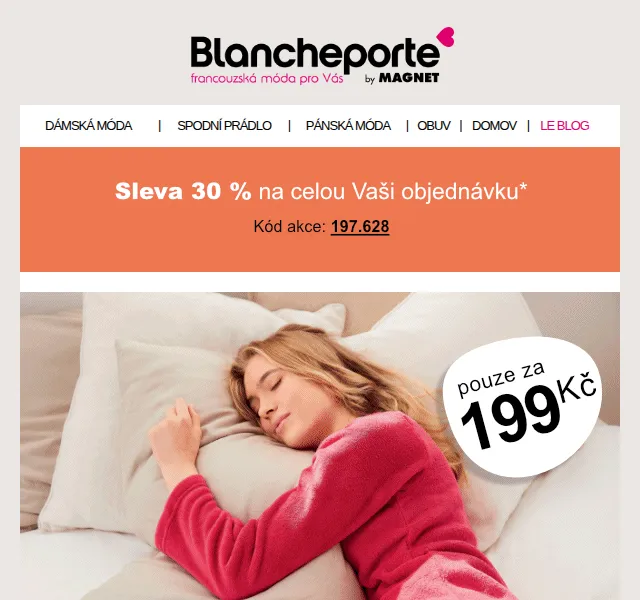 Blancheporte: -30 % na pyžama pro muže a ženy – červen 2026 | Nuslet.cz