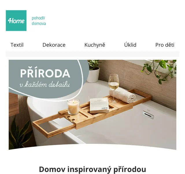 4home.cz: Nábytek a textil do přírody – do 33 % slev | Srpen 2026