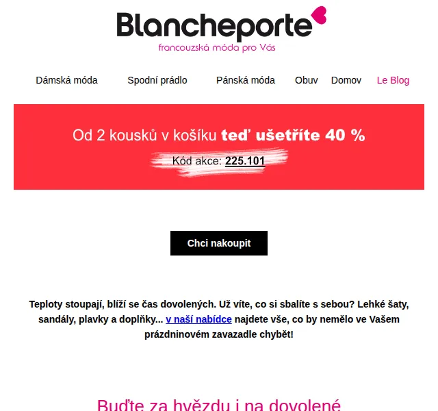 Blancheporte: -40 % na letní módu – červenec 2026 | Nuslet.cz