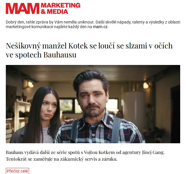 Marketing & Media: Bauhaus spoty s Kotkem – červen 2026 | Nuslet.cz