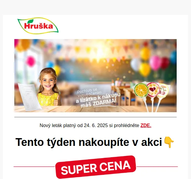 Hruška: Florian jogurt 66 Kč/kg, Hermelín 299 Kč/kg – červen 2025 | Nuslet.cz