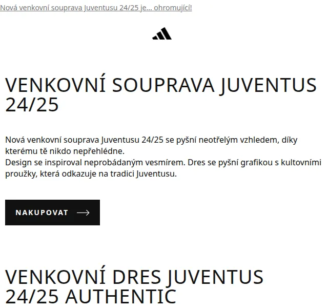 adidas: Nová venkovní souprava Juventusu 24/25 – červen 2026 | Nuslet.cz