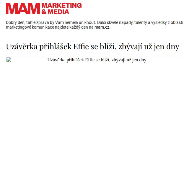 Marketing & Media: Uzávěrka Effie Awards – červen 2026 | Nuslet.cz