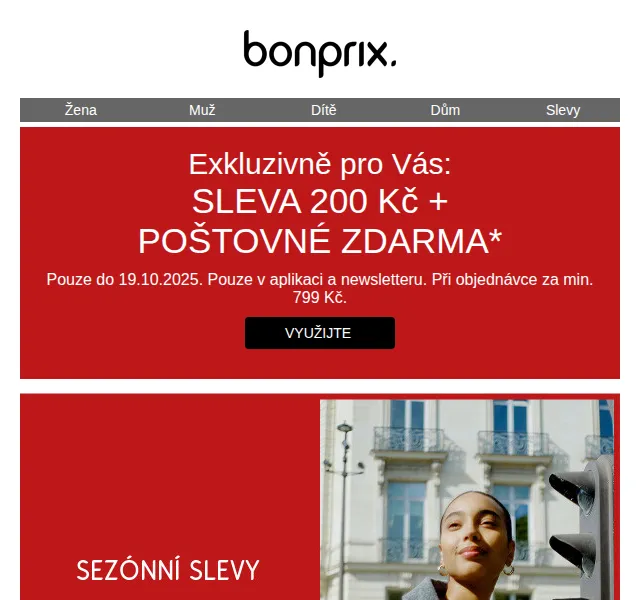 bonprix: Sleva 200 Kč + poštovné zdarma – říjen 2025 | Nuslet.cz