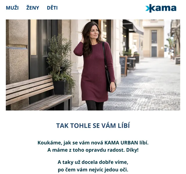 KAMA: merino svetry, saty a sukne - zari 2026